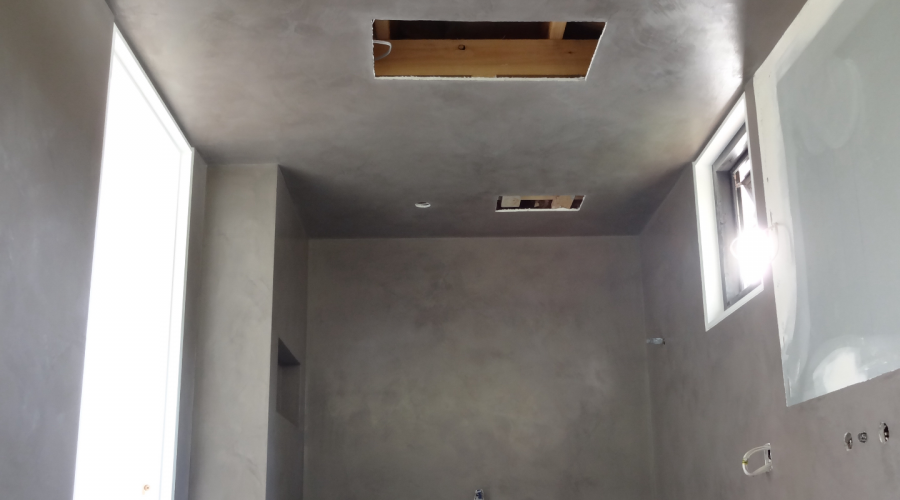 Concrete Finish Shower And Ceiling